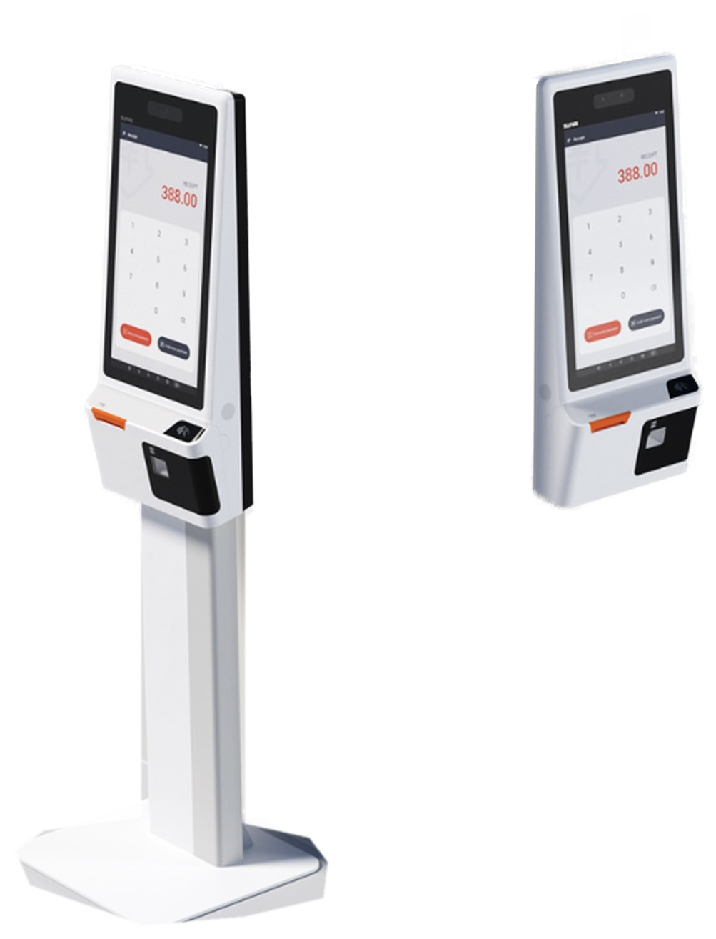 Self-service kiosks, floor and wall