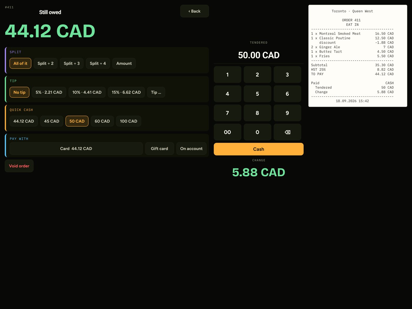 HundteC POS quick cash payment